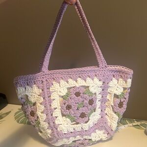 Handmade Woven Camellia Flower Yarn Crochet Shoulder Bag